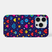 8ビット レトロゲーム ピクセルパターン スマホケース iPhoneケース (裏面横)