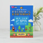 8ビット レトロ ゲーム ピクセルアート ゲーマー 誕生日 招待状 (スタンド正面)