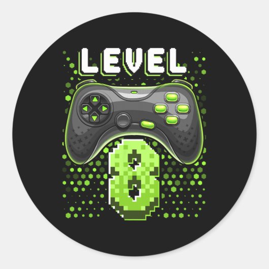 8ビデオゲームコントローラー8誕生日ゲーマーギフトボー ラウンドシール (正面)
