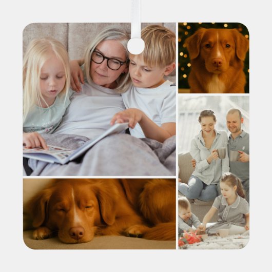 8フォトカスタムコラージュパーソナライズされた メタルオーナメント (正面)