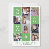 8フォトカラーブロック最高の年毎HNYグリーン シーズンカード (正面)