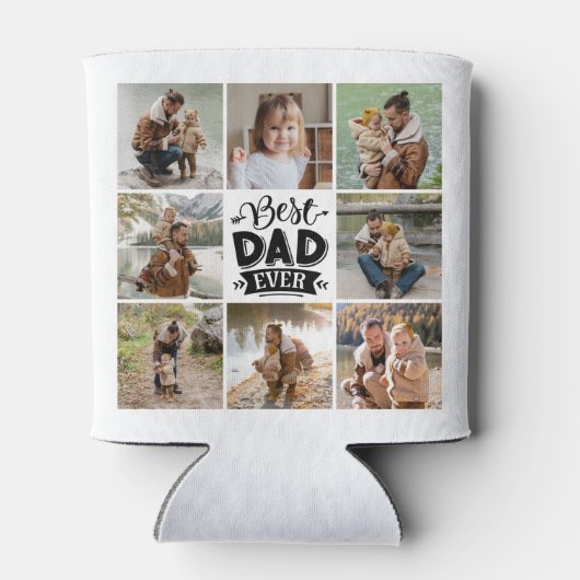 8フォトコラージュすべての行事最高のパパEver 缶クーラー (裏面)