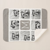 8フォトコラージュとモノグラム – ニュートラルトープ シェルパブランケット (正面(横))