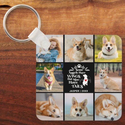 8フォトコラージュのペット犬の損失覚え キーホルダー (正面)