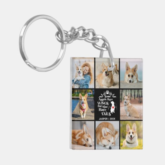 8フォトコラージュのペット犬の損失覚え キーホルダー (正面左)