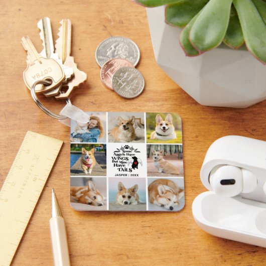 8フォトコラージュのペット犬の損失覚え キーホルダー (デスク)