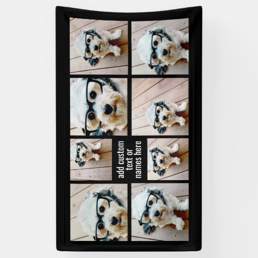 8フォトコラージュのミニマル – 白黒グリッド 横断幕 (縦)