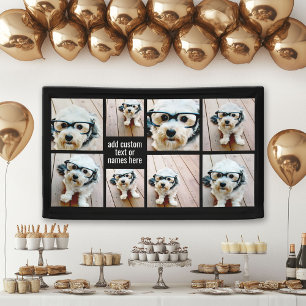 8フォトコラージュのミニマル – 白黒グリッド 横断幕