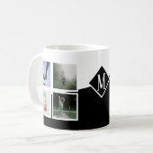 8フォトコラージュインスタモノグラムのグラムブラック コーヒーマグカップ (正面左)