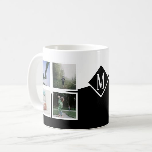 8フォトコラージュインスタモノグラムのグラムブラック コーヒーマグカップ (正面左)