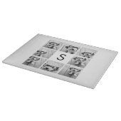 8フォトコラージュカスタムモノグラムモノクロ カッティングボード (角)