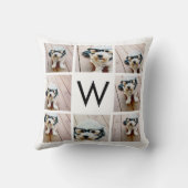 8フォトコラージュカスタムモノグラムモノクロ クッション (裏面)