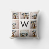 8フォトコラージュカスタムモノグラムモノクロ クッション (正面)