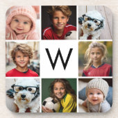 8フォトコラージュカスタムモノグラムモノクロ コースター (正面)