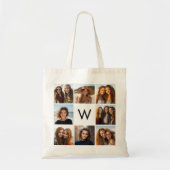 8フォトコラージュカスタムモノグラムモノクロ トートバッグ (正面)