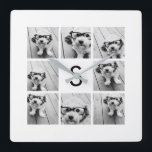 8フォトコラージュカスタムモノグラム白黒 スクエア壁時計<br><div class="desc">この写真にはInstagram写真を使用できます。デザイン8枚の正方形の写真を使って、個人の贈ユニークり物を作ります。子犬のヒッ保ピーを作って、保存トレンディーを作る。写真もしを変更するには、ツールクリックで調整する必要があります。</div>