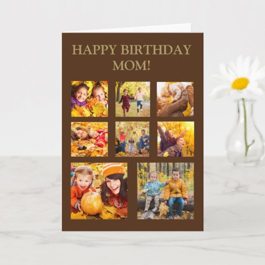 8フォトコラージュハッピーバースデーママ カード (小さな植物)
