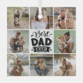 8フォトコラージュハッピーファーザー最高のズ・デイパパ ガラスオーナメント (正面)
