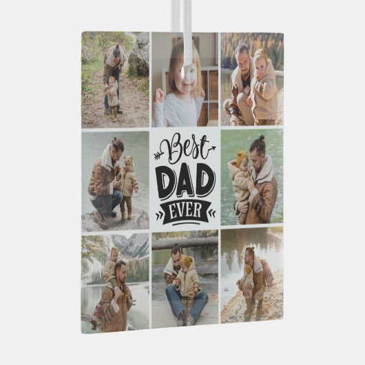 8フォトコラージュハッピーファーザー最高のズ・デイパパ ガラスオーナメント (正面右)