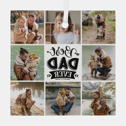 8フォトコラージュハッピーファーザー最高のズ・デイパパ ガラスオーナメント (裏面)