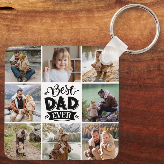 8フォトコラージュハッピーファーザー最高のズ・デイパパ キーホルダー (裏面)