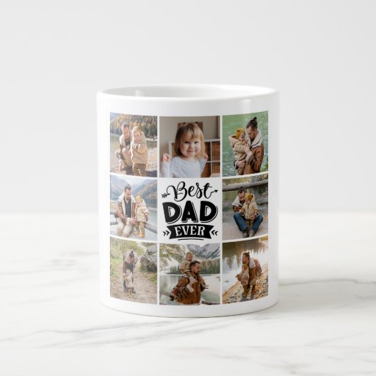 8フォトコラージュハッピーファーザー最高のズ・デイパパ ジャンボコーヒーマグカップ (正面)