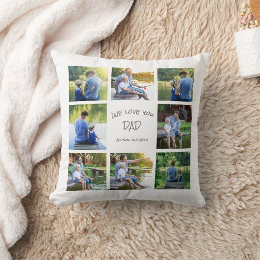 8フォトコラージュパパファーザーキープサケ装飾用クッション クッション (ブランケット)