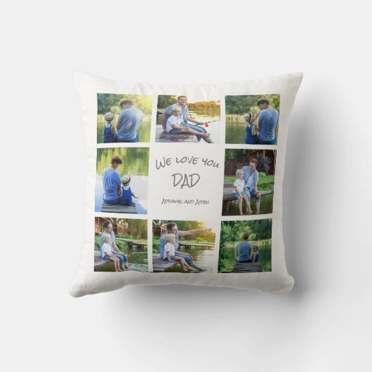 8フォトコラージュパパファーザーキープサケ装飾用クッション クッション (裏面)