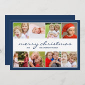 8フォトコラージュホリデイフォトカード – ネービー シーズンカード (正面/裏面)