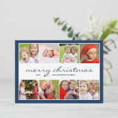 8フォトコラージュホリデイフォトカード – ネービー シーズンカード (スタンド正面)