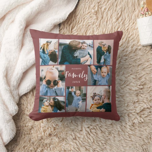 8フォトコラージュモダンファミリパーソナライズされたー|レンガ クッション (ブランケット)