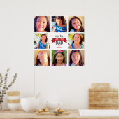 8フォトコラージュモダン「世界一のパパ」赤 ポスター (キッチン)