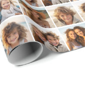 8フォトコラージュモダン – 白ミニマルいグリッド ラッピングペーパー (ロールコーナー)