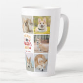 8フォトコラージュ信じIインSanta Paw Name & Date カフェラテマグ (右アングル)