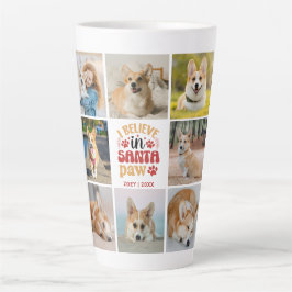 8フォトコラージュ信じIインSanta Paw Name & Date カフェラテマグ
