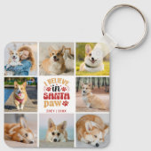 8フォトコラージュ信じIインSanta Paw Name & Date キーホルダー (裏面)