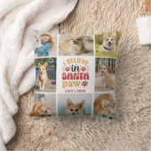 8フォトコラージュ信じIインSanta Paw Name & Date クッション (ブランケット)
