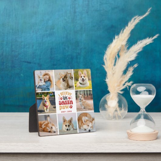 8フォトコラージュ信じIインSanta Paw Name & Date フォトプラーク (インサイチュ)