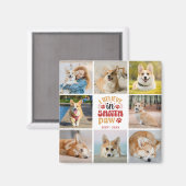 8フォトコラージュ信じIインSanta Paw Name & Date マグネット (正面/裏面)