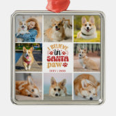 8フォトコラージュ信じIインSanta Paw Name & Date メタルオーナメント (正面)