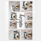 8フォトコラージュ名前を付ける書道 フリースブランケット (正面)