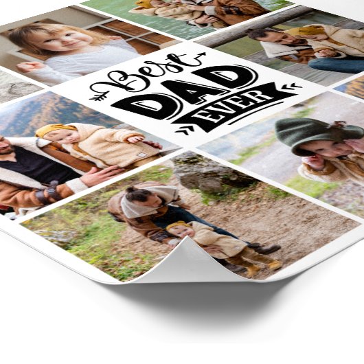 8フォトコラージュ父の日の最高のパパ ポスター (角)