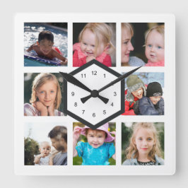 8フォトコラージュ白角壁時計 スクエア壁時計