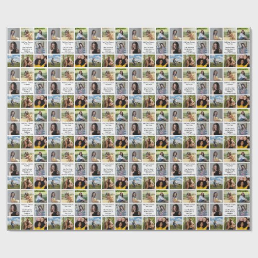 8フォトコラージュ自分の挨拶を追加 ラッピングペーパー (フラット)