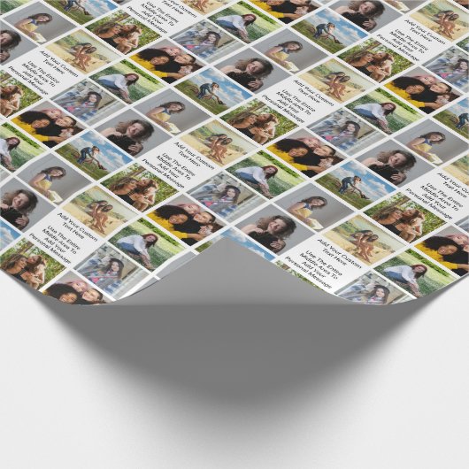 8フォトコラージュ自分の挨拶を追加 ラッピングペーパー (角)