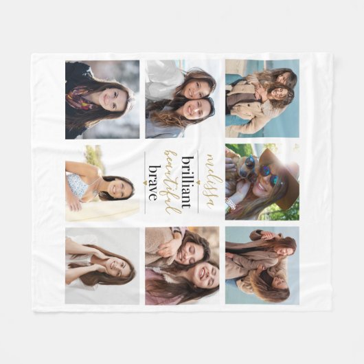 8フォトコラージュ鮮やかな美しい勇者 フリースブランケット (正面(横))