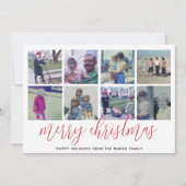 8フォトコラージュ – メリークリスマスレッドパターン シーズンカード (正面)