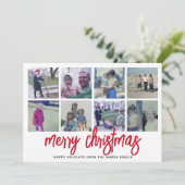 8フォトコラージュ – メリークリスマスレッドパターン シーズンカード (スタンド正面)