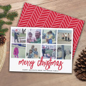 8フォトコラージュ – メリークリスマスレッドパターン シーズンカード