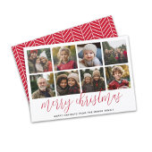 8フォトコラージュ – メリークリスマスレッドパターン シーズンカード